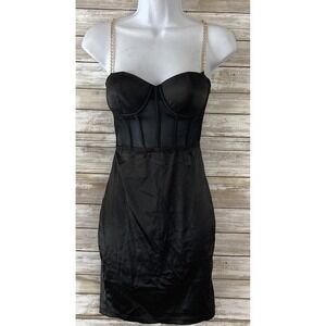 NEW Tic:Toc Small S Black 1-Piece Chain Strap Dress j341